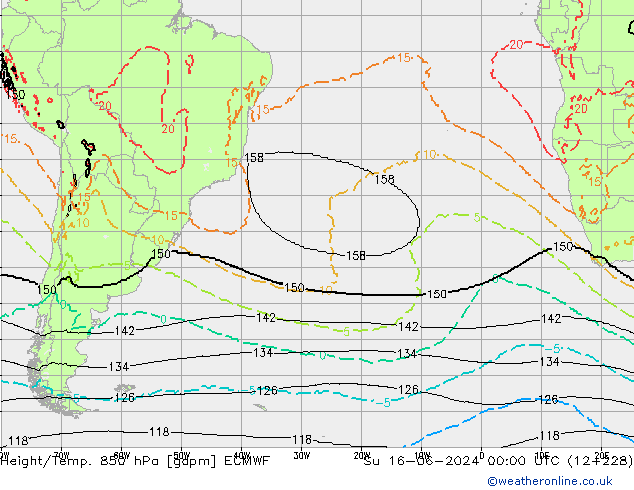 Height/Temp. 850 hPa ECMWF Dom 16.06.2024 00 UTC