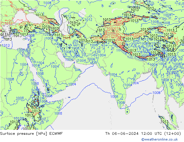 地面气压 ECMWF 星期四 06.06.2024 12 UTC