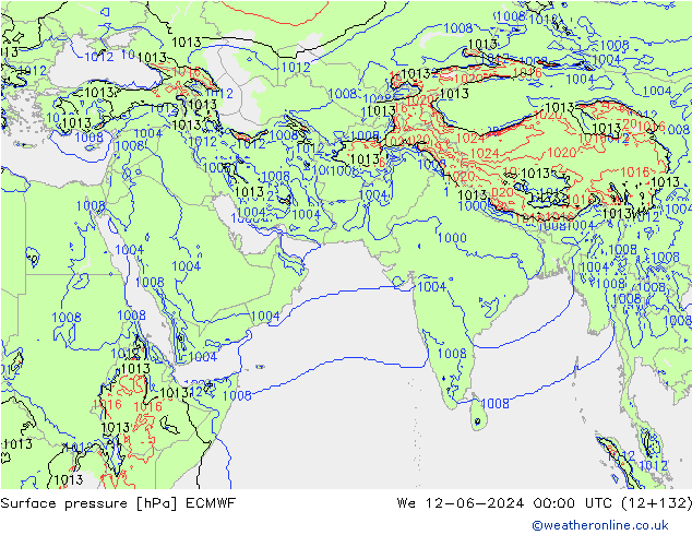 Surface pressure ECMWF We 12.06.2024 00 UTC