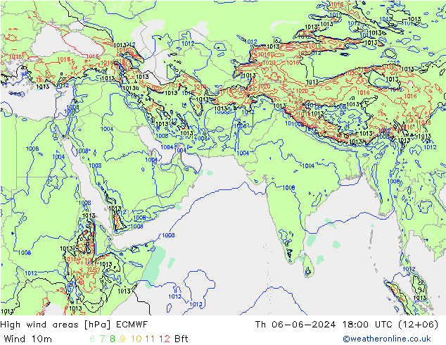 High wind areas ECMWF Th 06.06.2024 18 UTC