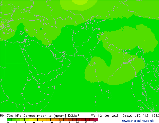 Humedad rel. 700hPa Spread ECMWF mié 12.06.2024 06 UTC