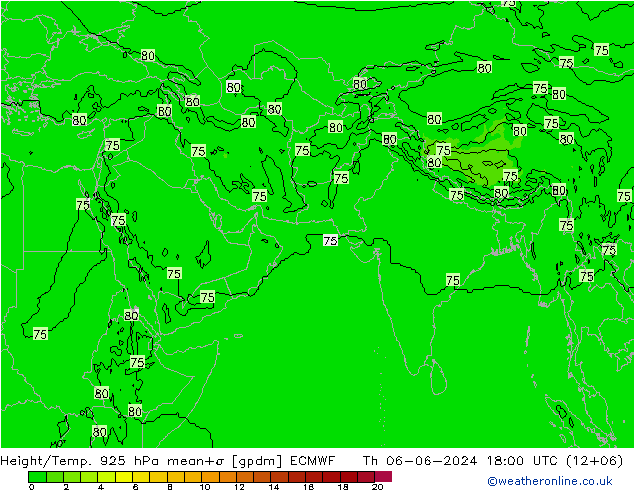 Géop./Temp. 925 hPa ECMWF jeu 06.06.2024 18 UTC