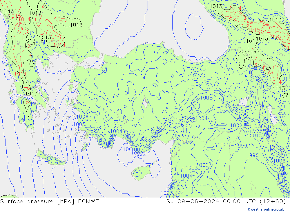 Bodendruck ECMWF So 09.06.2024 00 UTC