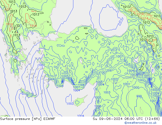 Surface pressure ECMWF Su 09.06.2024 06 UTC