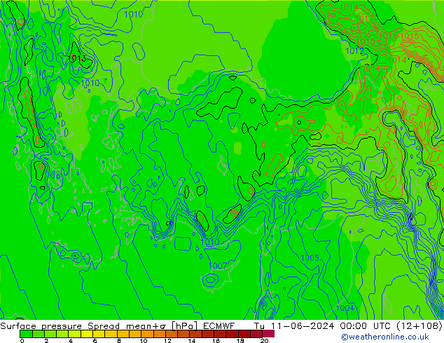 ciśnienie Spread ECMWF wto. 11.06.2024 00 UTC