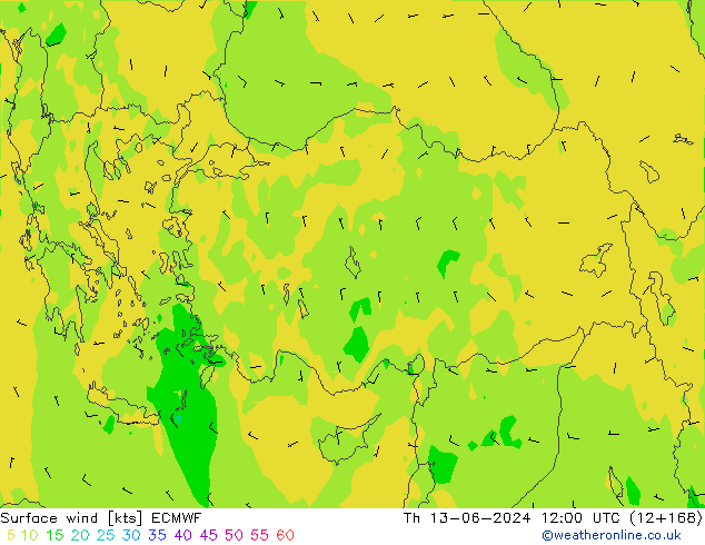 Vent 10 m ECMWF jeu 13.06.2024 12 UTC