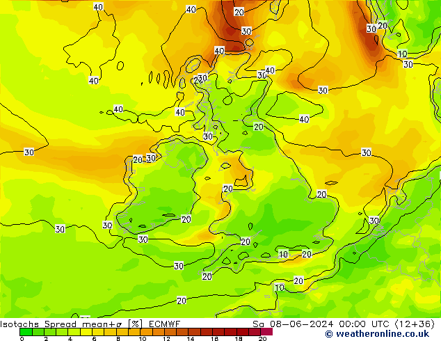 Isotachs Spread ECMWF sam 08.06.2024 00 UTC