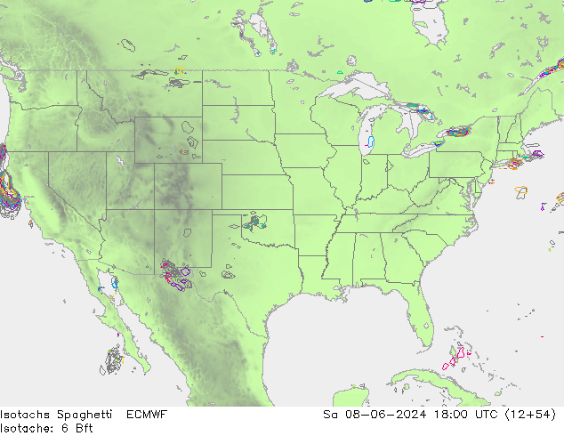 Isotachs Spaghetti ECMWF sab 08.06.2024 18 UTC