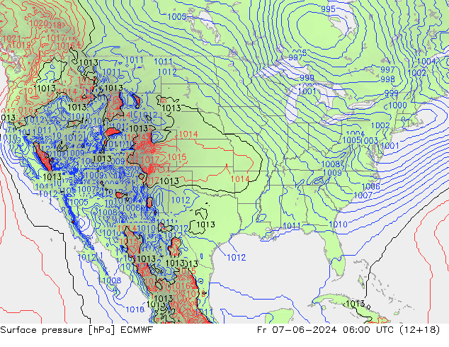 Pressione al suolo ECMWF ven 07.06.2024 06 UTC