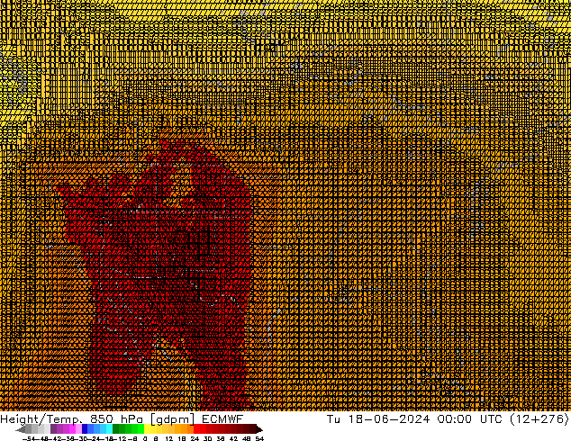 Height/Temp. 850 hPa ECMWF Út 18.06.2024 00 UTC