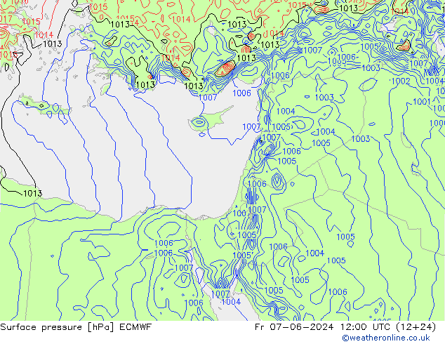 приземное давление ECMWF пт 07.06.2024 12 UTC