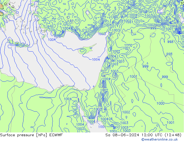 Luchtdruk (Grond) ECMWF za 08.06.2024 12 UTC