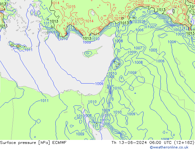 pressão do solo ECMWF Qui 13.06.2024 06 UTC