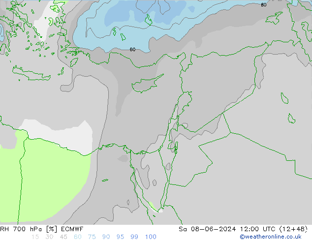 RV 700 hPa ECMWF za 08.06.2024 12 UTC