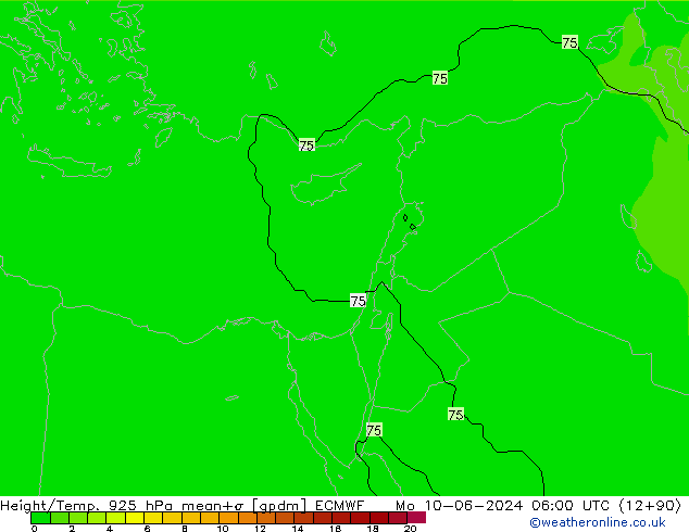 Yükseklik/Sıc. 925 hPa ECMWF Pzt 10.06.2024 06 UTC