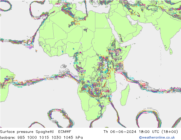 приземное давление Spaghetti ECMWF чт 06.06.2024 18 UTC