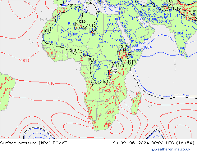 pression de l'air ECMWF dim 09.06.2024 00 UTC