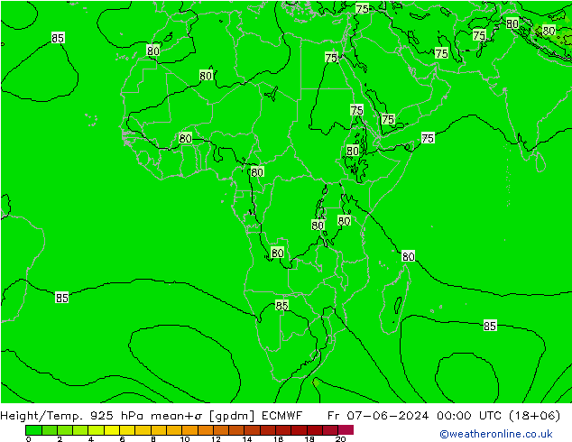 Height/Temp. 925 hPa ECMWF Pá 07.06.2024 00 UTC