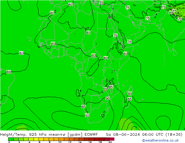 Height/Temp. 925 hPa ECMWF Sa 08.06.2024 06 UTC