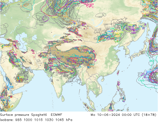 Surface pressure Spaghetti ECMWF Mo 10.06.2024 00 UTC