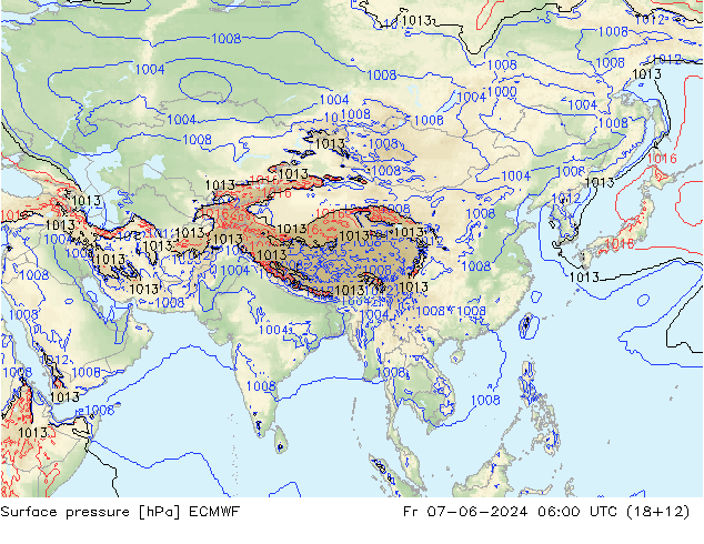 Surface pressure ECMWF Fr 07.06.2024 06 UTC