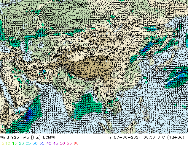 Vento 925 hPa ECMWF Sex 07.06.2024 00 UTC