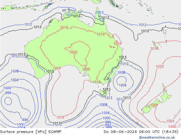 pressão do solo ECMWF Sáb 08.06.2024 06 UTC