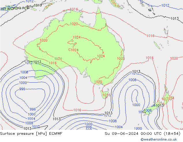 pression de l'air ECMWF dim 09.06.2024 00 UTC