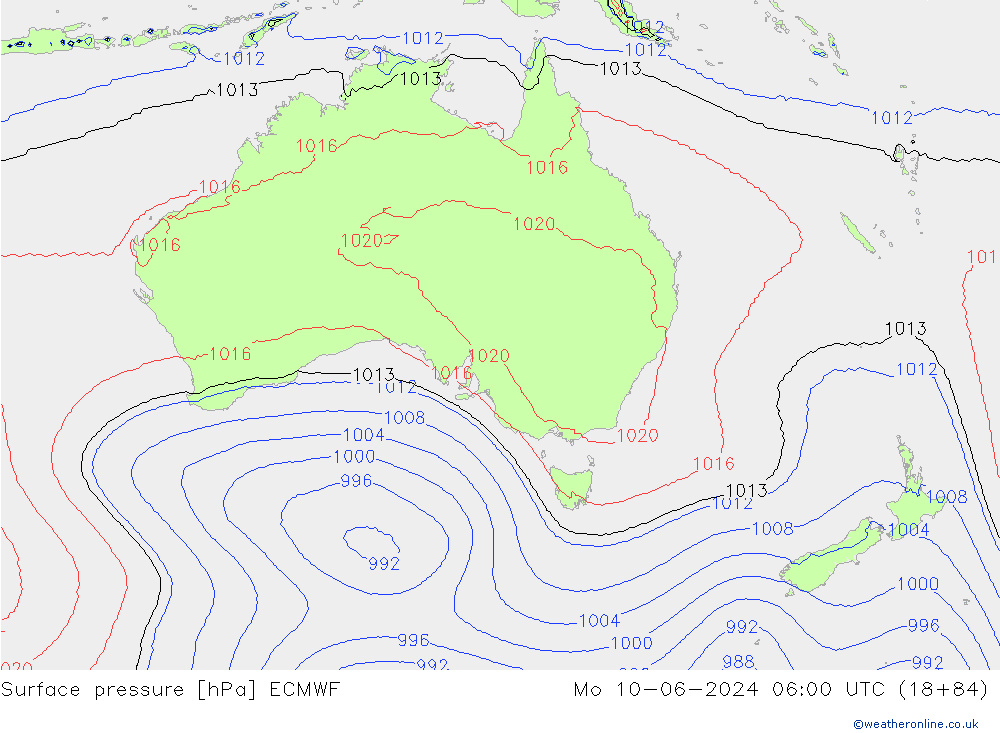 ciśnienie ECMWF pon. 10.06.2024 06 UTC