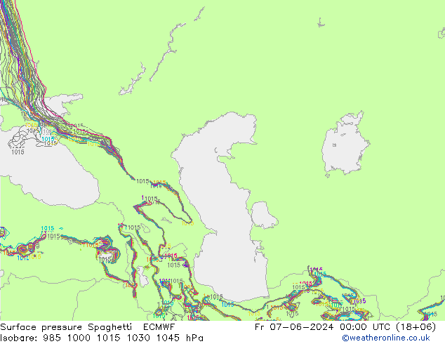 Surface pressure Spaghetti ECMWF Fr 07.06.2024 00 UTC