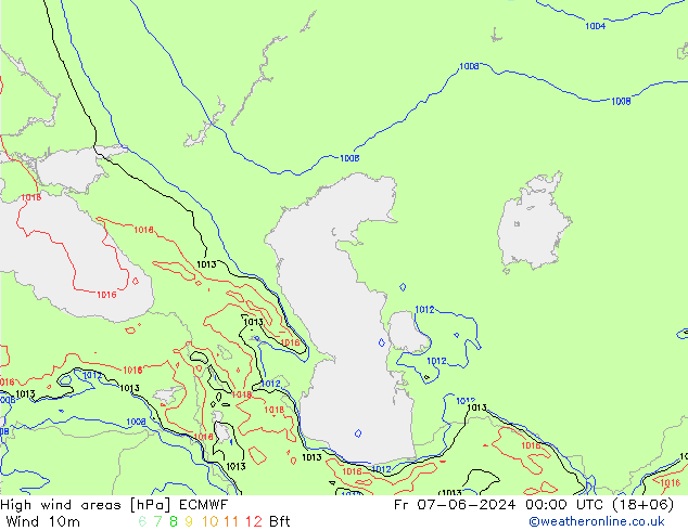 High wind areas ECMWF Fr 07.06.2024 00 UTC