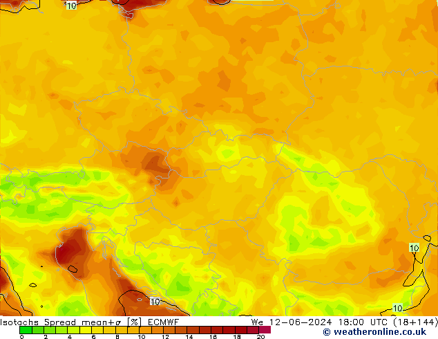 Isotachs Spread ECMWF St 12.06.2024 18 UTC