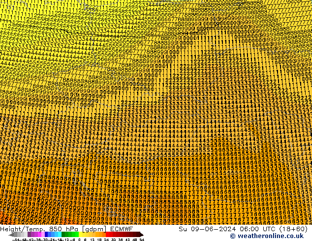 Height/Temp. 850 hPa ECMWF  09.06.2024 06 UTC