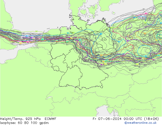 Height/Temp. 925 hPa ECMWF Pá 07.06.2024 00 UTC