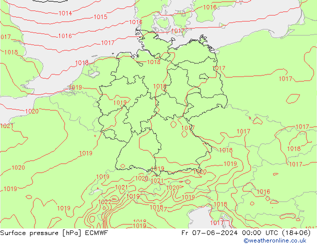 Luchtdruk (Grond) ECMWF vr 07.06.2024 00 UTC