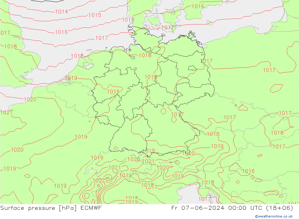 地面气压 ECMWF 星期五 07.06.2024 00 UTC