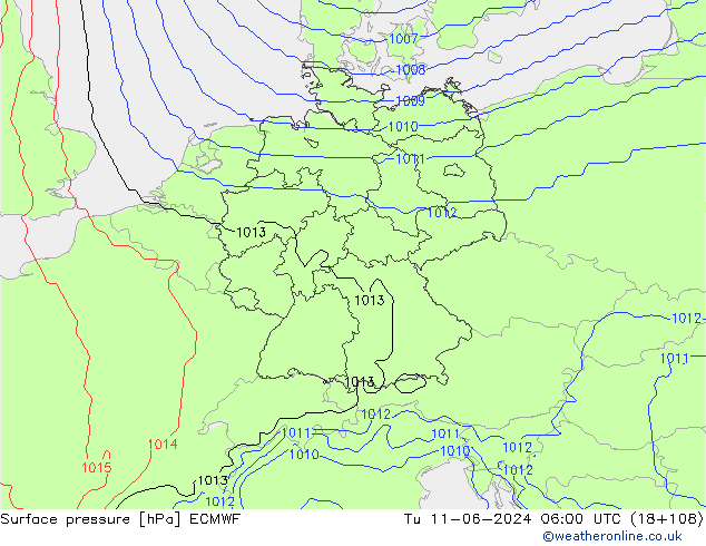 pressão do solo ECMWF Ter 11.06.2024 06 UTC