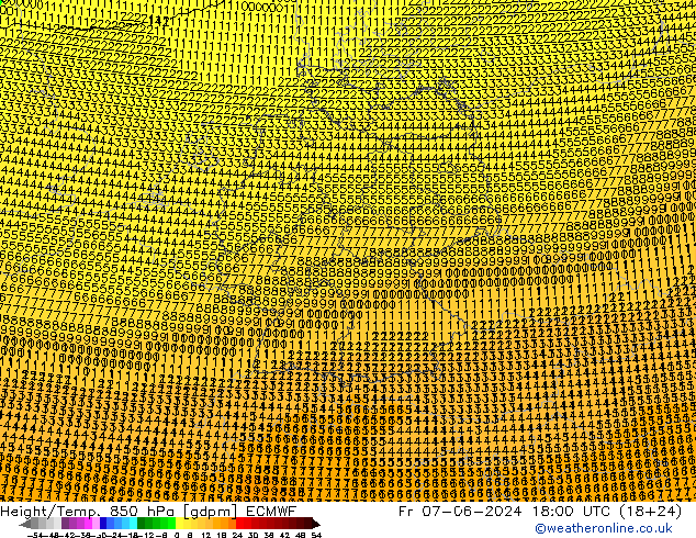 Height/Temp. 850 hPa ECMWF Fr 07.06.2024 18 UTC