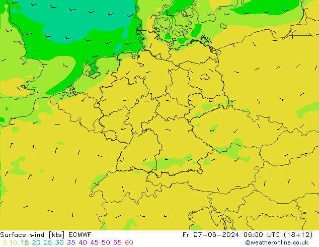 Vento 10 m ECMWF Sex 07.06.2024 06 UTC