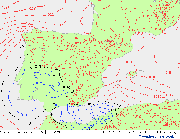 Yer basıncı ECMWF Cu 07.06.2024 00 UTC