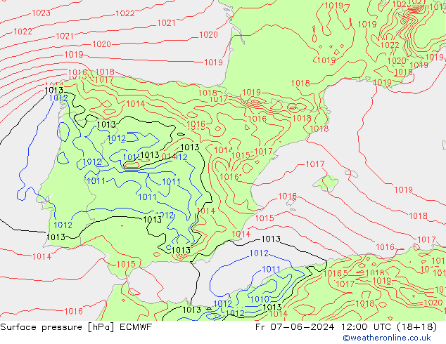 pressão do solo ECMWF Sex 07.06.2024 12 UTC