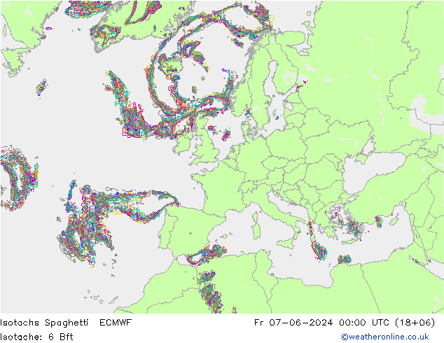 Isotachs Spaghetti ECMWF Fr 07.06.2024 00 UTC