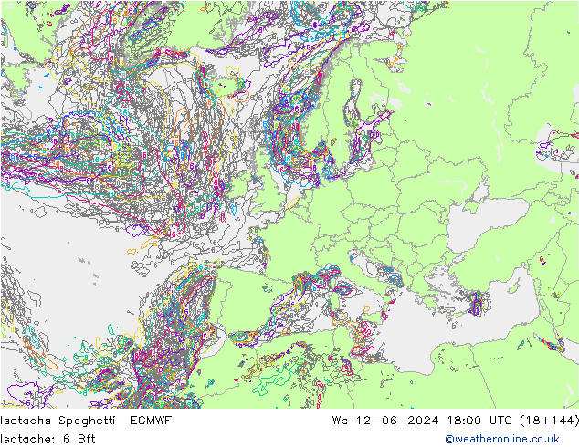 Isotachs Spaghetti ECMWF  12.06.2024 18 UTC