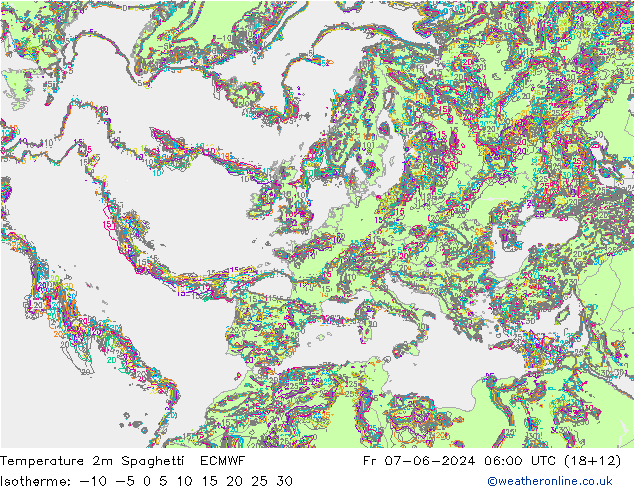 Sıcaklık Haritası 2m Spaghetti ECMWF Cu 07.06.2024 06 UTC