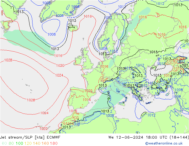 Prąd strumieniowy ECMWF śro. 12.06.2024 18 UTC