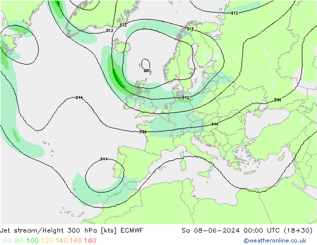 Jet stream ECMWF Sáb 08.06.2024 00 UTC