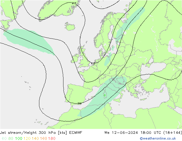 Courant-jet ECMWF mer 12.06.2024 18 UTC