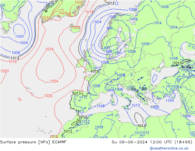 ciśnienie ECMWF nie. 09.06.2024 12 UTC