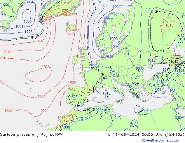 pression de l'air ECMWF mar 11.06.2024 00 UTC