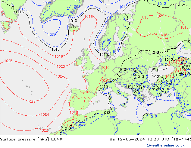 pression de l'air ECMWF mer 12.06.2024 18 UTC